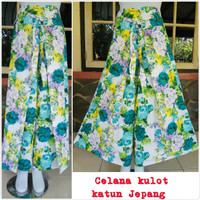 Celana kulot panjang dewasa motif bunga katun jepang