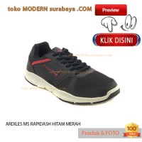 NO 42 ARDILES MS RAPIDASH BLACK RED sepatu sekolah kets casual sneaker