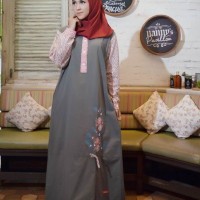 SALE Baju Gamis Modern Nibras NB 135 Abu Tua ORIGINAL