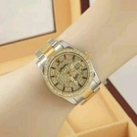 JAM TANGAN ROLEX WANITA RANTAI KOMBINASI SILVER GOLD TANGGAL AKTIF H