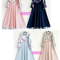 lidya maxi dress remaja hijabers/maxi warna pastel/baju gamis lebaran