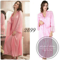 Baju Tidur Long Dress Satin dan Kimono 2899