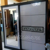 Lemari Pakaian Jati Sliding Warna Putih Duco Minimalis Gratis Ongkir