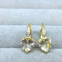 Anting Lapis Emas Berlian Batu Putih Love Hati - BE021A ilf