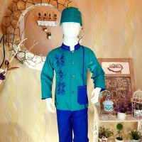 Baju koko anak umur 3 - 5 tahun stelan celana koko lengan panjang peci