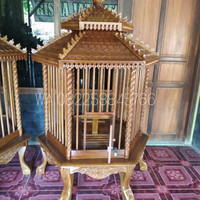 FREE ONGKIR Kurungan Kandang Ayam/ Burung Hias Kayu Jati Ukir Jepara