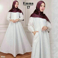 Maxi Emma 17 Putih Baju Muslim Wanita Gamis Model Kekinian Terbaru