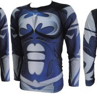 KAOS BAJU BATMAN BLUE SUPERHERO GYM FITNESS LONG SLEEVE Berkualitas