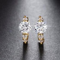 Anting Hoop Kecil Bulat Lapis Emas 18k Berlian Imitasi - BE130 ilf