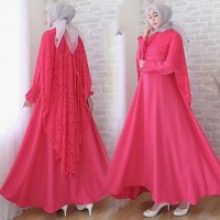 Jual GAMIS MAXI DRESS BAJU MUSLIM PESTA CANTIK : BW4655 SYIRIA CAPE BRUKAT Murah