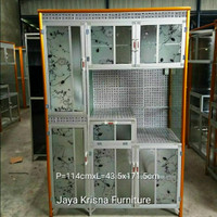RAK PIRING 3 PINTU ALUMINIUM DAN KACA - KUAT, KOKOH DAN AWET