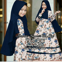 Baju Muslim Gamis Anak / Setelan Hijab Eropa Syari Kids Navy