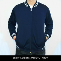 Jual JAKET MURAH !! Jaket Baseball Varsity Polos - Biru Navy Murah