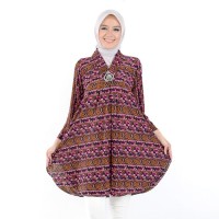 Jfashion Blouse Kaos Tangan Pendek Corak bunga - Paramitha