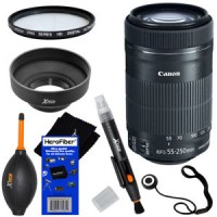 Canon EF-S 55-250mm F4-5.6 IS STM Telephoto Zoom Lens 6pc Accessory