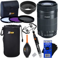 Canon EF-S 55-250mm F4-5.6 IS STM Lens 11pc Kit f/ EOS 7D & 7D Mark