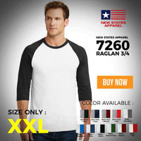 Kaos polos new states apparel 7260 Raglan 3/4 XXL Original Murah