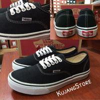 Sepatu vans authentic black white original premium quality waffle DT