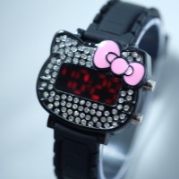 JAM TANGAN HELLO KITTY TALI KARET BLACK