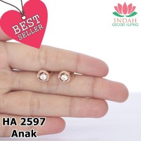 Anting Emas Berlian Mata 1 Lapis Permata Mewah A 2597 Anak