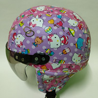 Broico helm anak retro lucu motif batik Hello Kitty usia 1- 5 Tahun