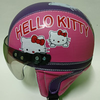 Helm anak retro lucu karakter hello kitty Usia 1 - 5 Tahun / Pink Ungu