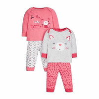 Mothercare 2 Pack Piyama Cat Pink Grey Original Baju Tidur Anak Bayi