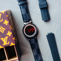 LV LOUIS VUITTON JAM TANGAN DIGITAL PRIA WANITA KULIT RUBBER PAKET