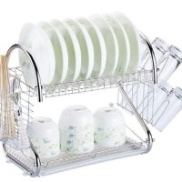 RAK Piring 2 Tingkat/Dish Rack 2 Tier Stainless Steel Dish Drainer