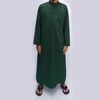 Jubah Arab Hijau Botol / Gamis Pria Dewasa / Baju Muslim FJ020