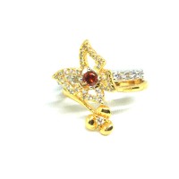 Cincin Fashion Mix Lapis Emas Putih 2 In 1 Kupu Kupu Merah Bunga