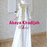 gamis white abaya khadijah bordir gold
