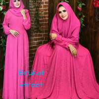 Jual baju muslim wanita-gamis pesta mewah-brukat hijau Murah