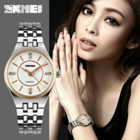 TERBARU Jam Tangan Wanita Cewek Skmei Model Casio Stanlies Bulat Tran
