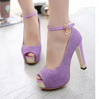 Jual Sepatu Wanita High Heels Pump PURPLE Pump Shoes UNGU 11cm Murah