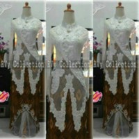 BAJU Batik Set Kebaya Akad Nikah (Pengantin) Muslim Putih Original