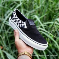 Sepatu Vans Slip On Thrasher Black White Slop PREMIUM Cowok Man Men