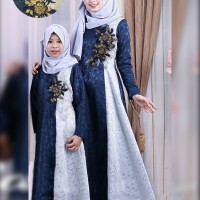 couple gamis ziana syar'i ibu dan anak 2tone bordir premium