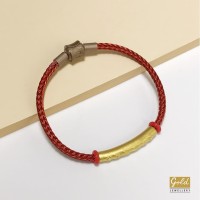 Gelang tali emas hongkong 24k 999 charm pipa pandora merah