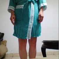 Terbaru kimono baju handuk dewasa pria dan wanita polos warna list pu