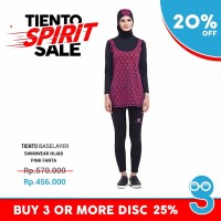 Tiento Black Pink Fanta Swimwear Hijab Wetsuit Baju Pakaian Renang M