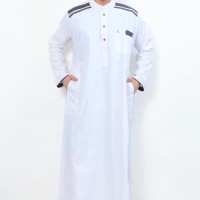 BAJU GAMIS PRIA/WANITA Jubah Muslim Gamis Pria Cordova Putih List