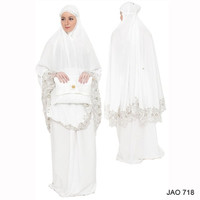 Mukena Bordir Bahan Katun Warna Putih