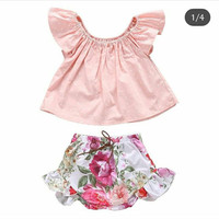 Setelan Babygirl Motif Flower Import/Baju Bayi/Pakaian Baby