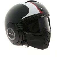 BEST SELLER! HELM SHARK RAW STRIPE BLACK WHITE HALF FULL SPORTY