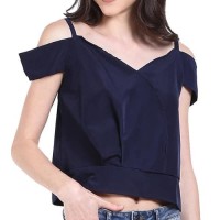 baju atasan cewek pakaian blouse wanita kerah sabrina navy clo425
