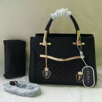 Tas wanita import furla kw 1 set dompet fashion hitam
