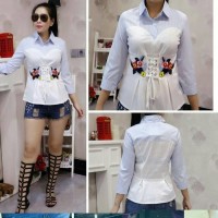 Baju wanita terbaru Hem SHMILY 6967 premium import kemeja import katun