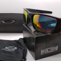 Kacamata Oakley Fuel Cell hitam motif lensa fire polarized full set
