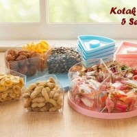 Kotak Snack Kue Makanan Ringan 5 Sekat | Tempat Penyimpanan Kue